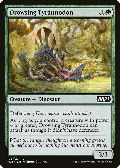 Drowsing Tyrannodon, carta Magic di tipo Creature — Dinosaur illustrata da Simon Dominic