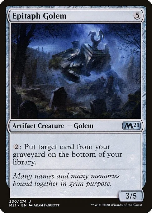 Epitaph Golem, carta Magic di tipo Artifact Creature — Golem illustrata da Adam Paquette