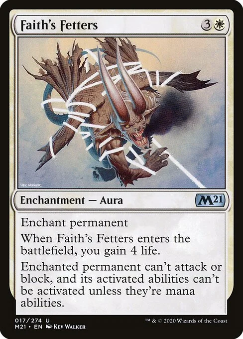 Faith's Fetters, carta Magic di tipo Enchantment — Aura illustrata da Kev Walker