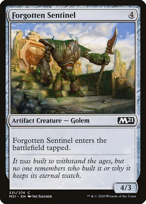 Forgotten Sentinel, carta Magic di tipo Artifact Creature — Golem illustrata da Joe Slucher
