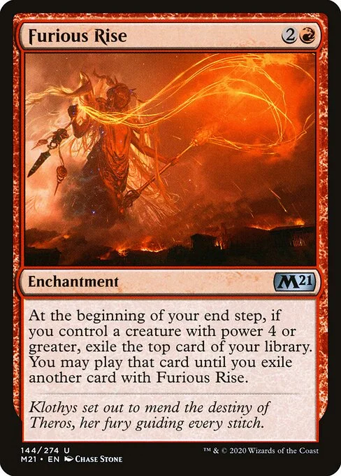 Furious Rise, carta Magic di tipo Enchantment illustrata da Chase Stone
