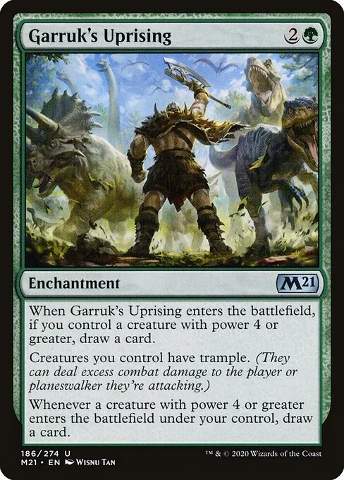 Garruk's Uprising, carta Magic di tipo Enchantment illustrata da Wisnu Tan
