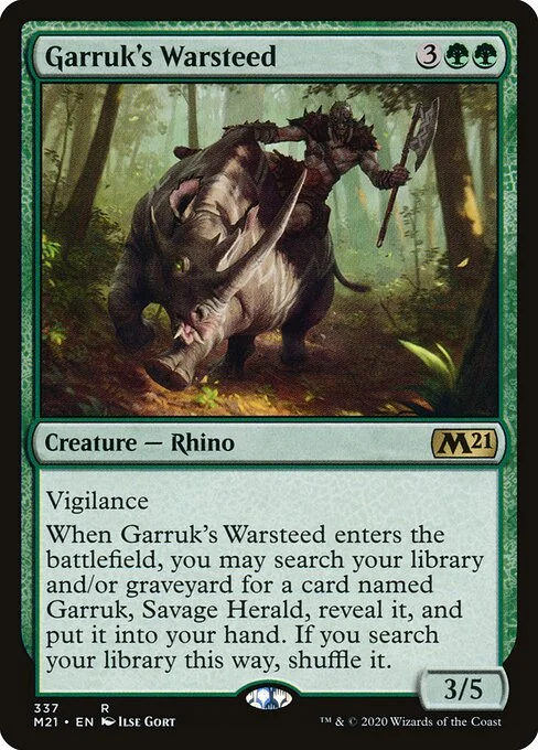Garruk's Warsteed, carta Magic di tipo Creature — Rhino illustrata da Ilse Gort