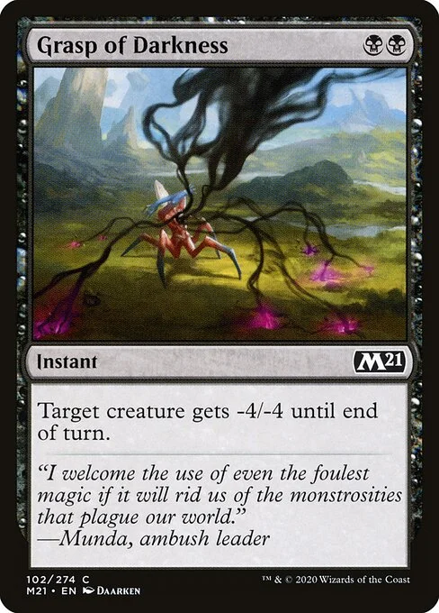Grasp of Darkness, carta Magic di tipo Instant illustrata da Daarken