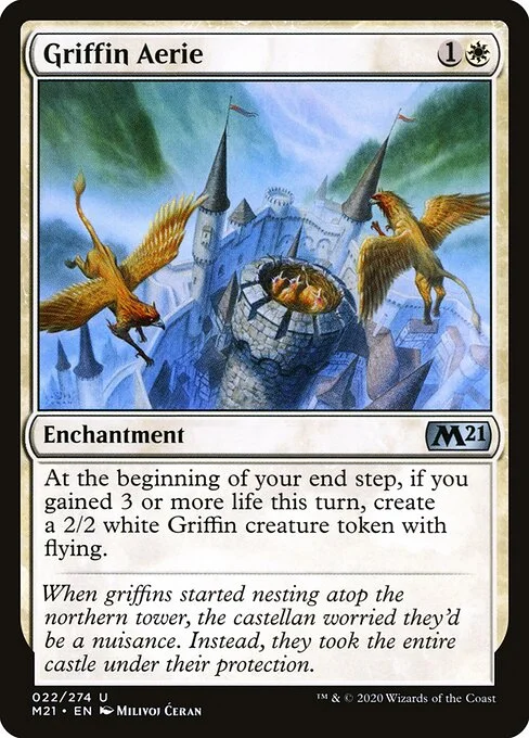 Griffin Aerie, carta Magic di tipo Enchantment illustrata da Milivoj Ćeran