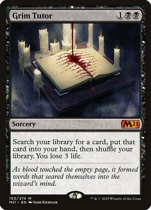Grim Tutor, carta Magic di tipo Sorcery illustrata da Igor Kieryluk