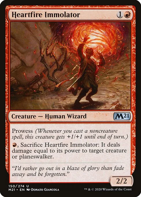 Heartfire Immolator, carta Magic di tipo Creature — Human Wizard illustrata da Donato Giancola