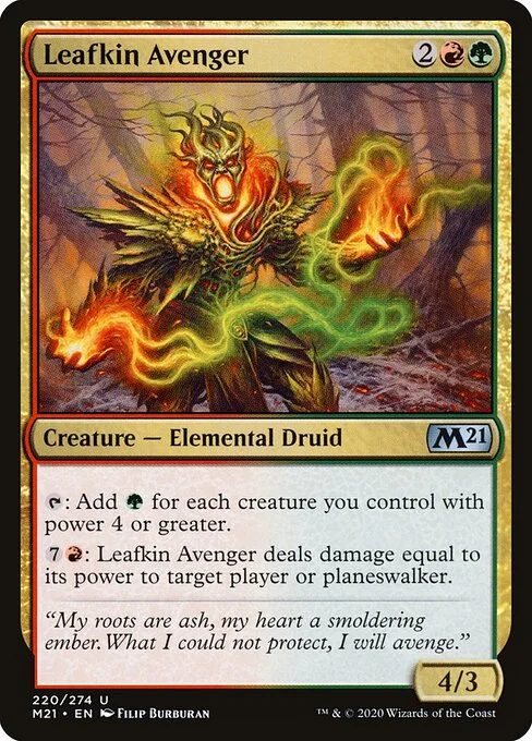 Leafkin Avenger, carta Magic di tipo Creature — Elemental Druid illustrata da Filip Burburan