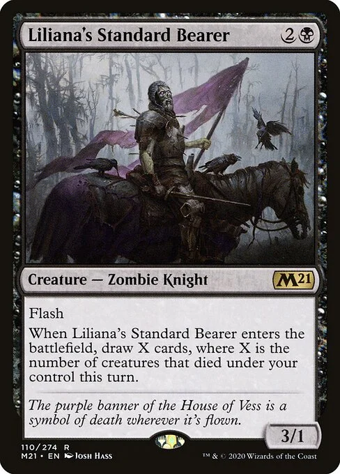 Liliana's Standard Bearer, carta Magic di tipo Creature — Zombie Knight illustrata da Josh Hass