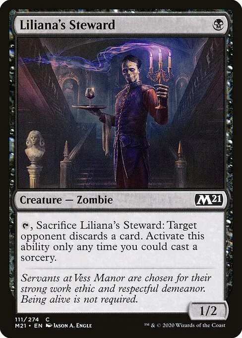 Liliana's Steward, carta Magic di tipo Creature — Zombie illustrata da Jason A. Engle