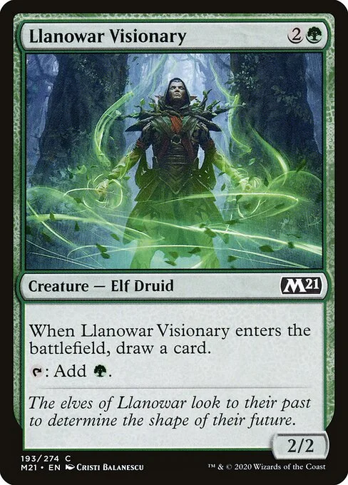 Llanowar Visionary, carta Magic di tipo Creature — Elf Druid illustrata da Cristi Balanescu