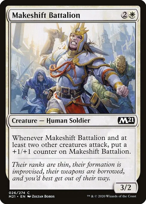 Makeshift Battalion, carta Magic di tipo Creature — Human Soldier illustrata da Zoltan Boros