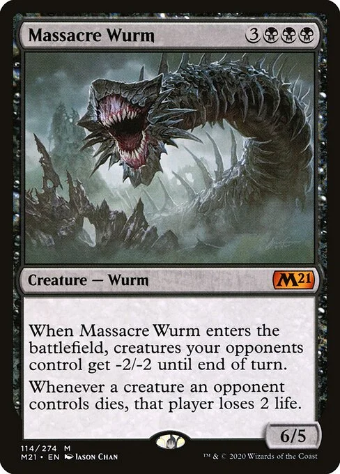 Massacre Wurm, carta Magic di tipo Creature — Phyrexian Wurm illustrata da Jason Chan