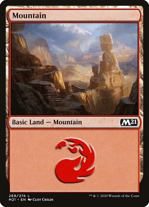 Mountain, carta Magic di tipo Basic Land — Mountain illustrata da Cliff Childs