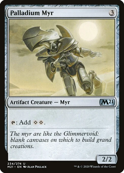Palladium Myr, carta Magic di tipo Artifact Creature — Myr illustrata da Alan Pollack