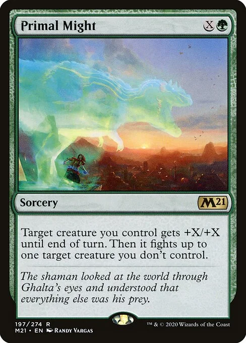 Primal Might, carta Magic di tipo Sorcery illustrata da Randy Vargas