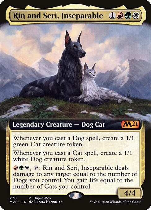 Rin and Seri, Inseparable, carta Magic di tipo Legendary Creature — Dog Cat illustrata da Leesha Hannigan