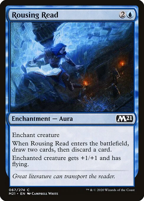 Rousing Read, carta Magic di tipo Enchantment — Aura illustrata da Campbell White