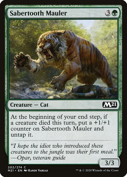 Sabertooth Mauler, carta Magic di tipo Creature — Cat illustrata da Randy Vargas