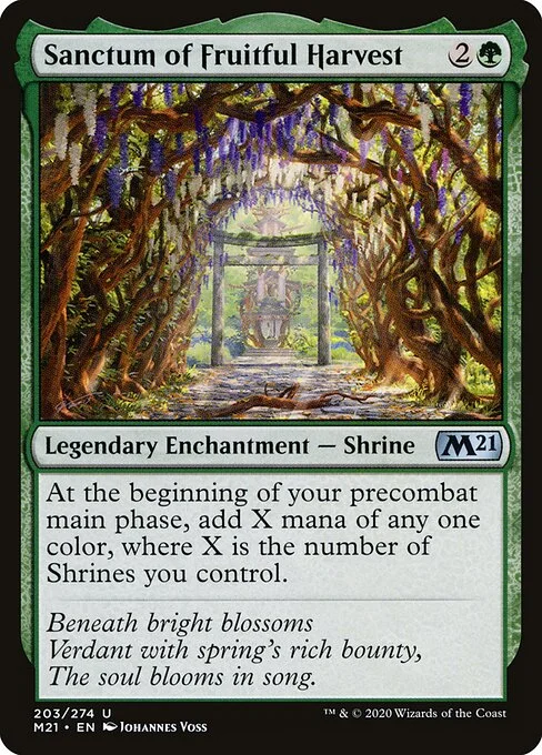 Sanctum of Fruitful Harvest, carta Magic di tipo Legendary Enchantment — Shrine illustrata da Johannes Voss