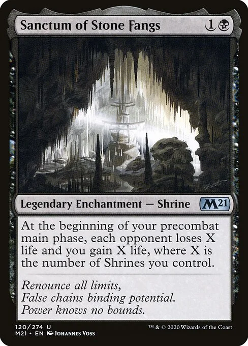 Sanctum of Stone Fangs, carta Magic di tipo Legendary Enchantment — Shrine illustrata da Johannes Voss