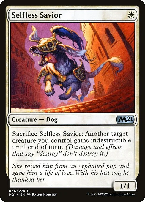 Selfless Savior, carta Magic di tipo Creature — Dog illustrata da Ralph Horsley
