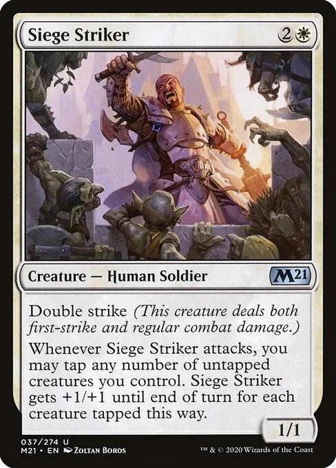 Siege Striker, carta Magic di tipo Creature — Human Soldier illustrata da Zoltan Boros