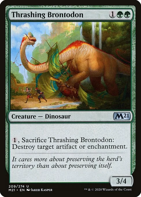 Thrashing Brontodon, carta Magic di tipo Creature — Dinosaur illustrata da Jakub Kasper