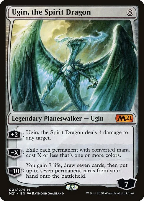 Ugin, the Spirit Dragon, carta Magic di tipo Legendary Planeswalker — Ugin illustrata da Raymond Swanland