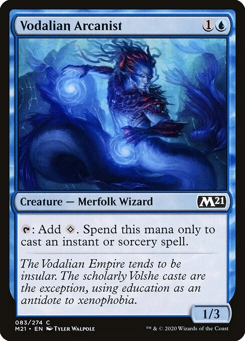 Vodalian Arcanist, carta Magic di tipo Creature — Merfolk Wizard illustrata da Tyler Walpole