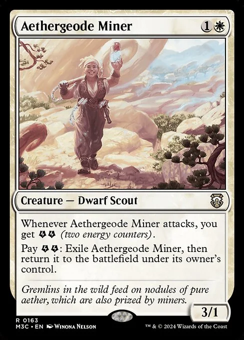 Aethergeode Miner, carta Magic di tipo Creature — Dwarf Scout illustrata da Winona Nelson