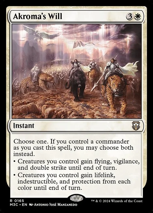 Akroma's Will, carta Magic di tipo Instant illustrata da Antonio José Manzanedo