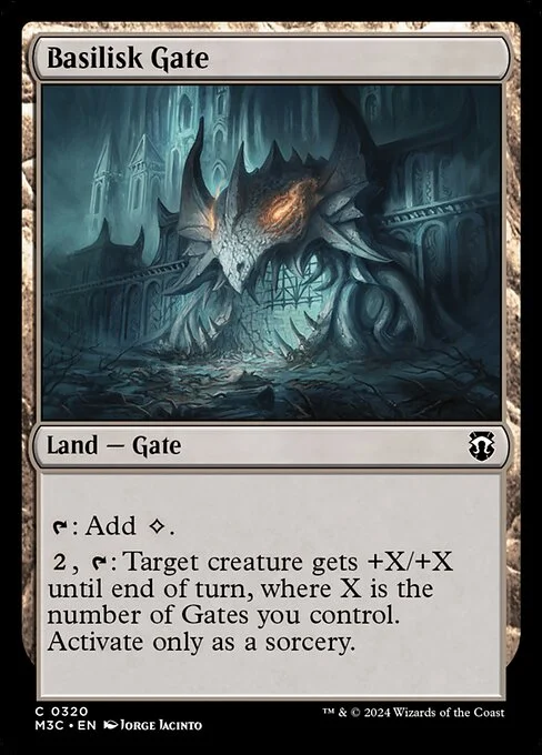 Basilisk Gate, carta Magic di tipo Land — Gate illustrata da Jorge Jacinto