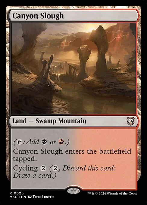 Canyon Slough, carta Magic di tipo Land — Swamp Mountain illustrata da Titus Lunter