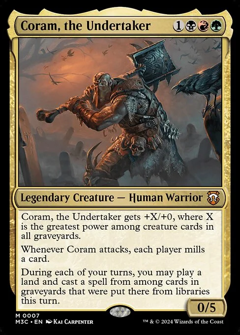 Coram, the Undertaker, carta Magic di tipo Legendary Creature — Human Warrior illustrata da Kai Carpenter