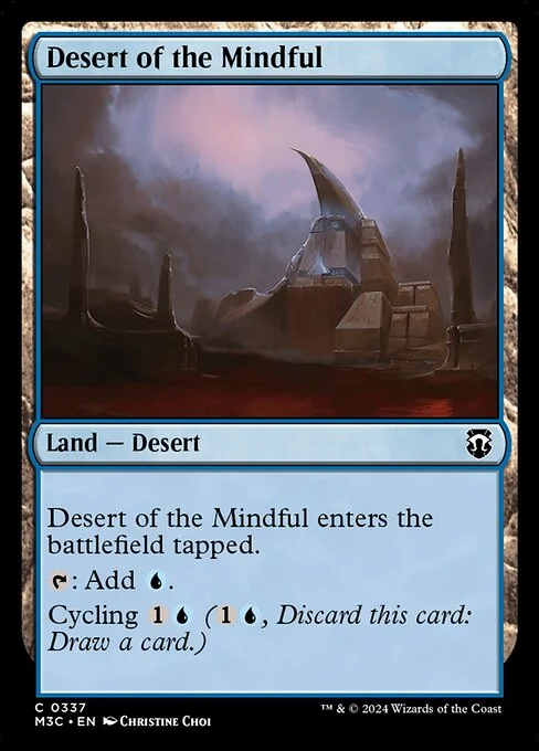 Desert of the Mindful, carta Magic di tipo Land — Desert illustrata da Christine Choi