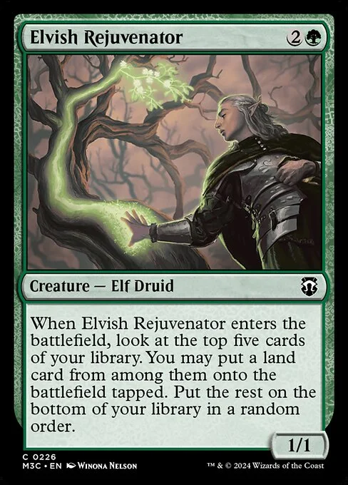 Elvish Rejuvenator, carta Magic di tipo Creature — Elf Druid illustrata da Winona Nelson
