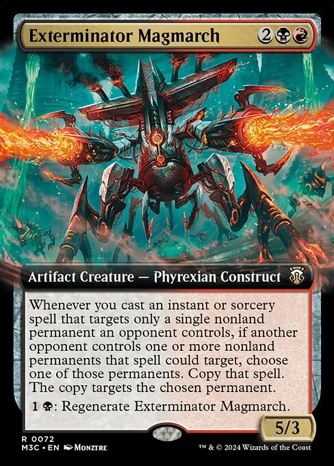Exterminator Magmarch, carta Magic di tipo Artifact Creature — Phyrexian Construct illustrata da Monztre