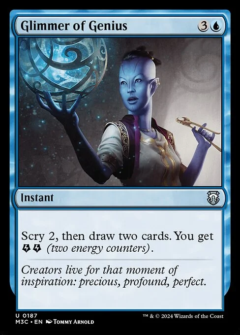 Glimmer of Genius, carta Magic di tipo Instant illustrata da Tommy Arnold