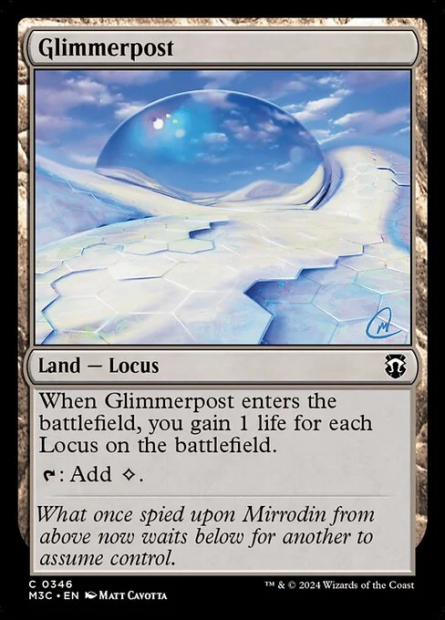 Glimmerpost, carta Magic di tipo Land — Locus illustrata da Matt Cavotta