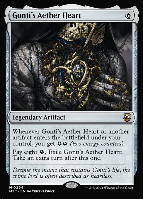 Gonti's Aether Heart, carta Magic di tipo Legendary Artifact illustrata da Vincent Proce