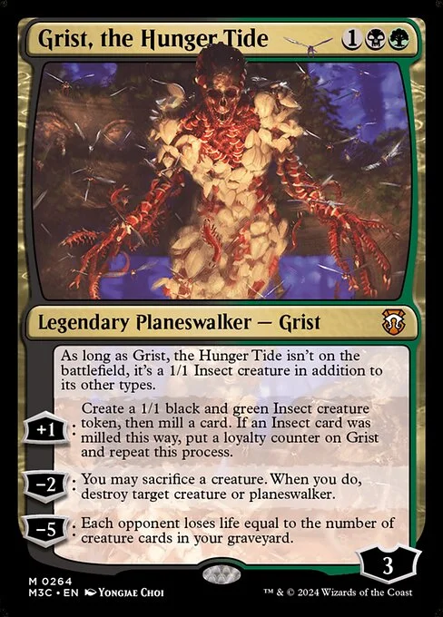 Grist, the Hunger Tide, carta Magic di tipo Legendary Planeswalker — Grist illustrata da Yongjae Choi