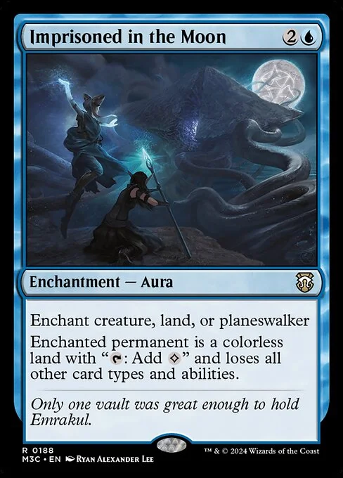 Imprisoned in the Moon, carta Magic di tipo Enchantment — Aura illustrata da Ryan Alexander Lee