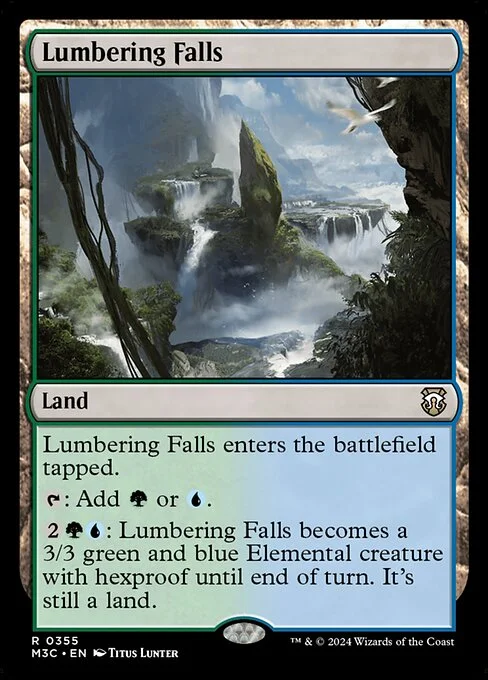 Lumbering Falls, carta Magic di tipo Land illustrata da Titus Lunter