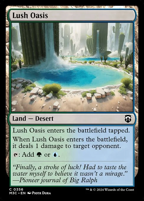 Lush Oasis, carta Magic di tipo Land — Desert illustrata da Piotr Dura