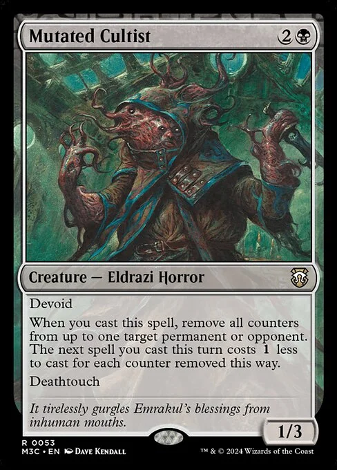 Mutated Cultist, carta Magic di tipo Creature — Eldrazi Horror illustrata da Dave Kendall