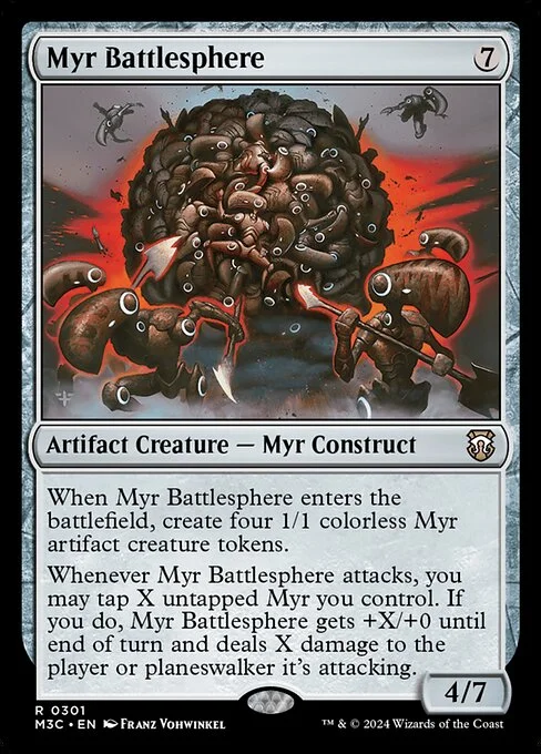Myr Battlesphere, carta Magic di tipo Artifact Creature — Myr Construct illustrata da Franz Vohwinkel