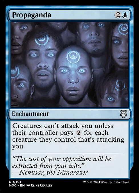 Propaganda, carta Magic di tipo Enchantment illustrata da Clint Cearley