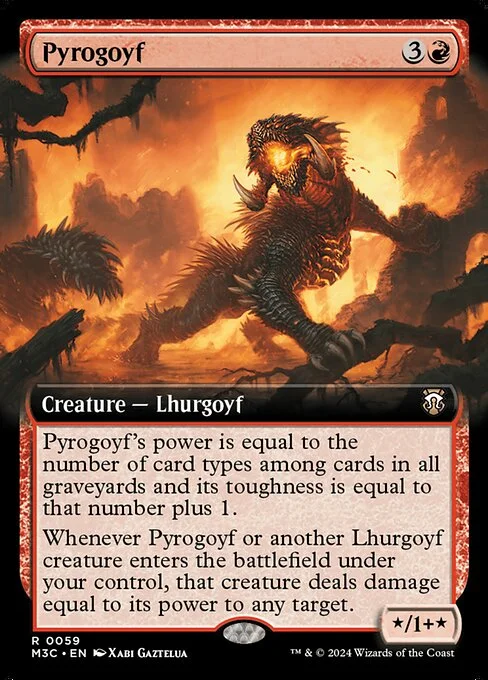 Pyrogoyf, carta Magic di tipo Creature — Lhurgoyf illustrata da Xabi Gaztelua