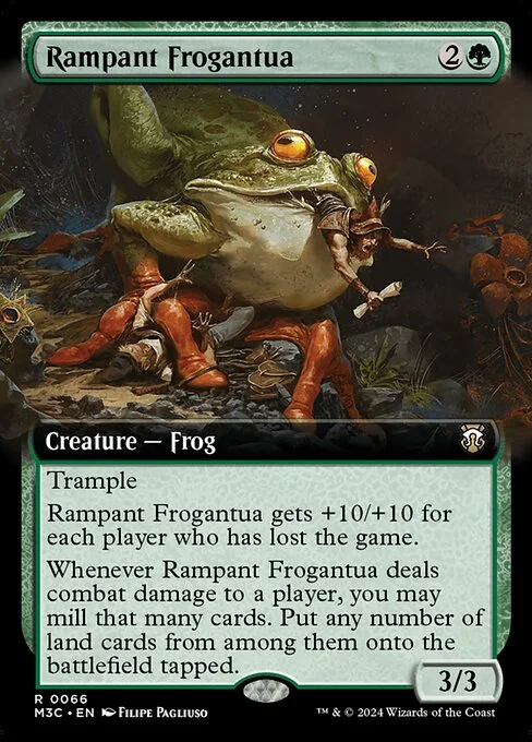 Rampant Frogantua, carta Magic di tipo Creature — Frog illustrata da Filipe Pagliuso
